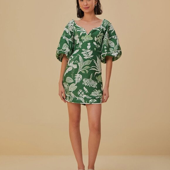 FARM Rio Dresses & Skirts - Farm Rio Forest Soul Green Short Sleeve Mini Dress NWT!
